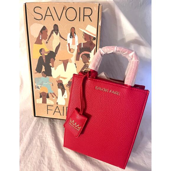 SAVOIR FAIRE Mini Tote Crossbody Bag Purse - Red *NEW with box - Picture 1 of 16